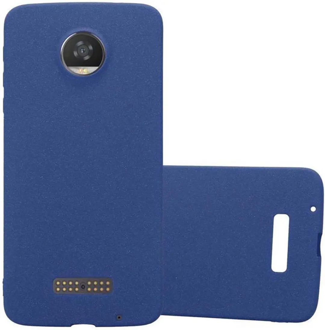 Cadorabo Hoesje geschikt voor Motorola MOTO Z2 in FROST DONKER BLAUW