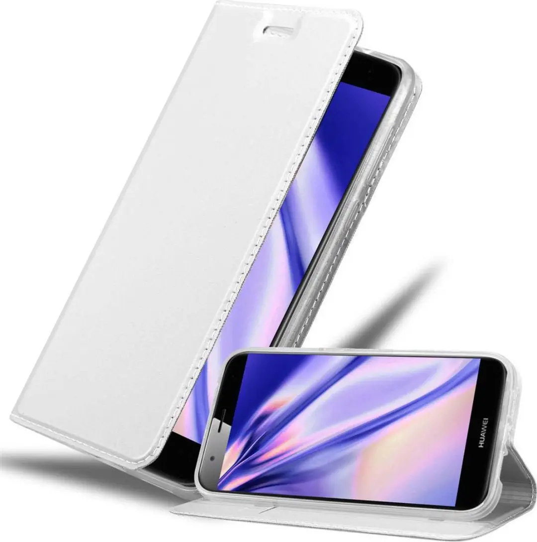 Cadorabo Hoesje geschikt voor Huawei ASCEND G7 PLUS / G8 / GX8 in CLASSY ZILVER - Beschermhoes met magnetische sluiting, standfunctie en kaartvakje Book Case Cover Etui
