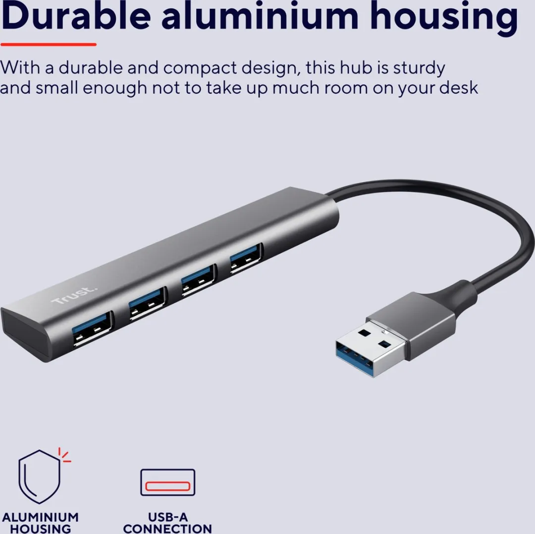 Trust Halyx USB-hub 5 Poorten USB 3.2 Gen1 - Donkergrijs
