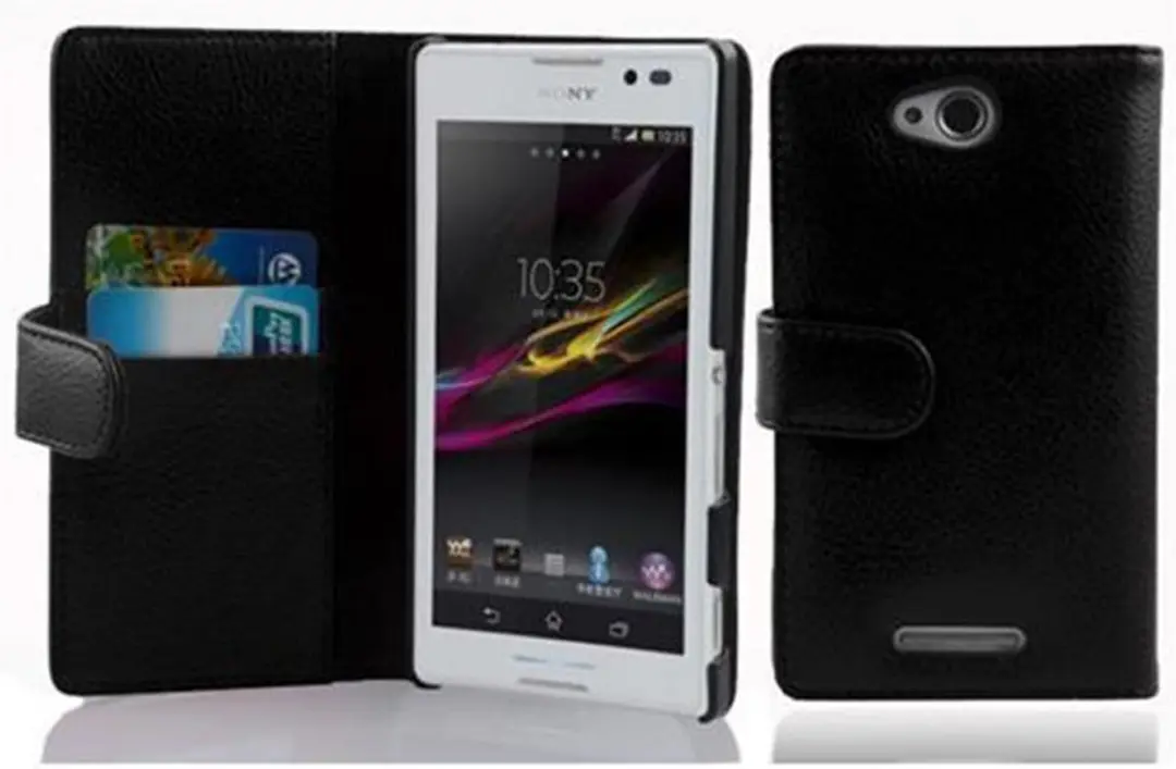 Cadorabo Hoesje geschikt voor Sony Xperia C in ZWARTE OXIDE