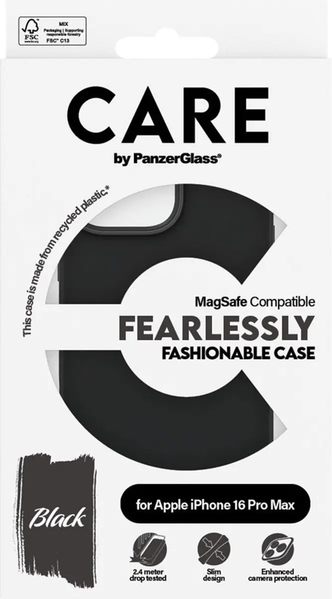 PanzerGlass CARE Fashionable Case MagSafe iPhone 16 Pro Max - Zwart - afbeelding 4 van 6