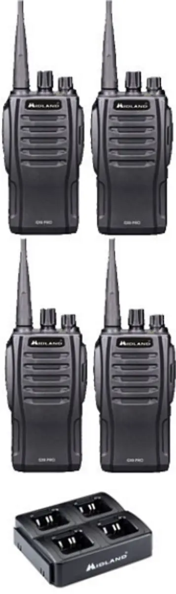 Set van 4 Midland G10 Pro UHF PMR446 Portofoon met multilader