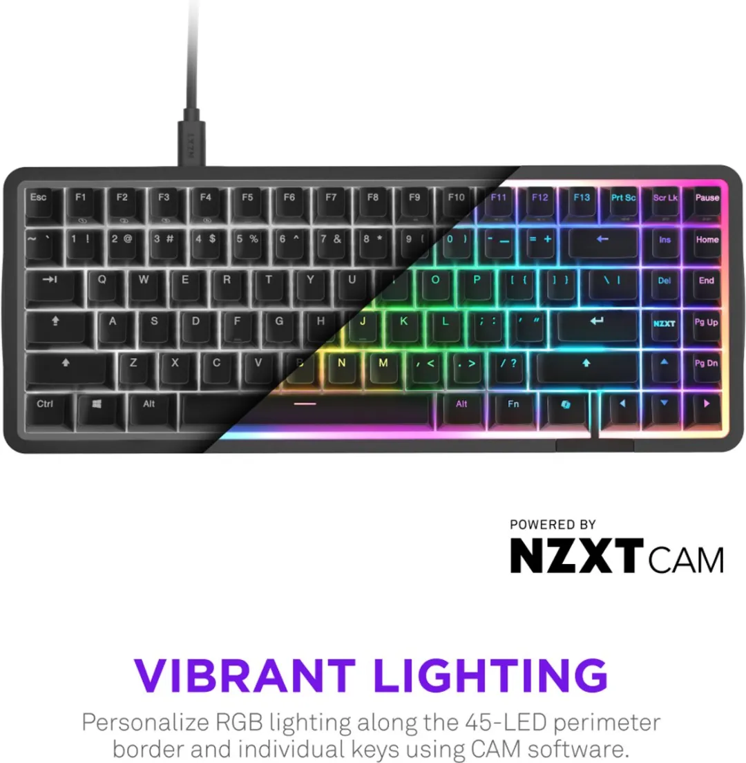 NZXT Function Elite MiniTKL Toetsenbord - Magnetisch Mechanische Switch - QWERTY US Internationaal - Zwart