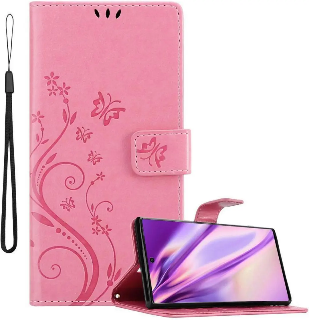 Cadorabo Hoesje geschikt voor Samsung Galaxy NOTE 10 PLUS in BLOEMEN ROZE