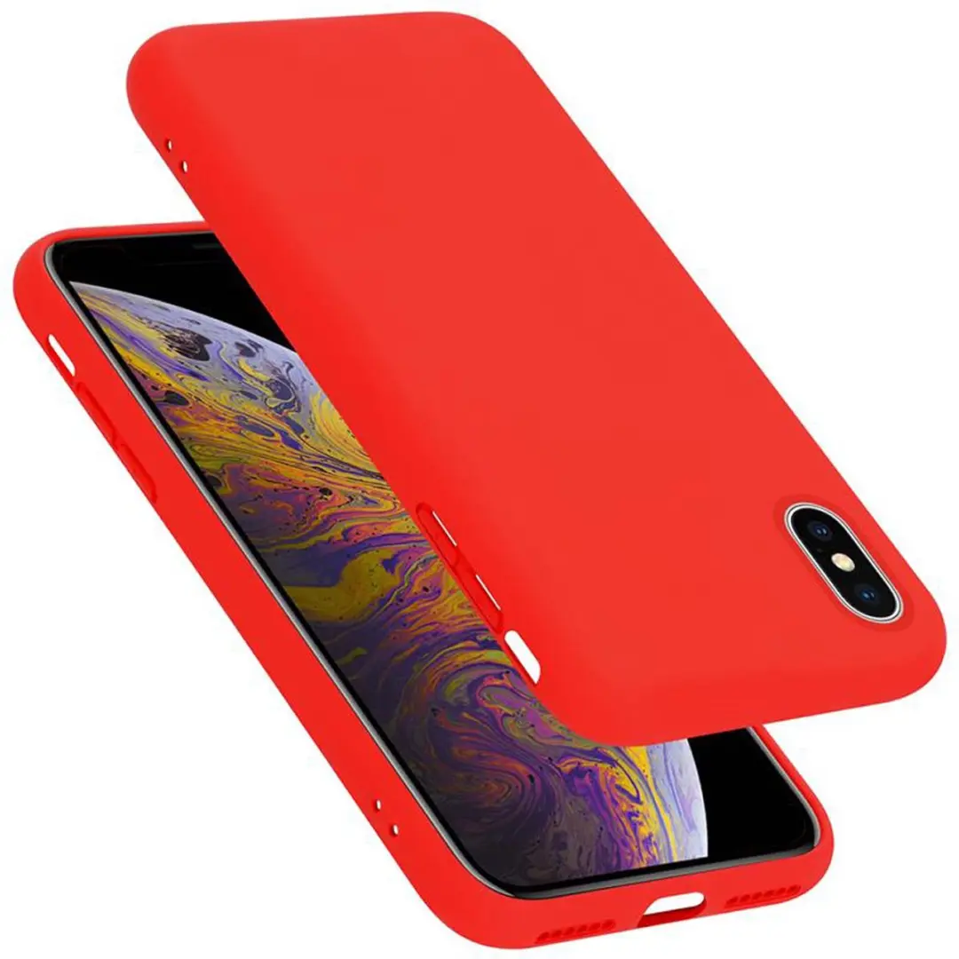 Cadorabo Hoesje geschikt voor Apple iPhone X / XS in LIQUID ROOD