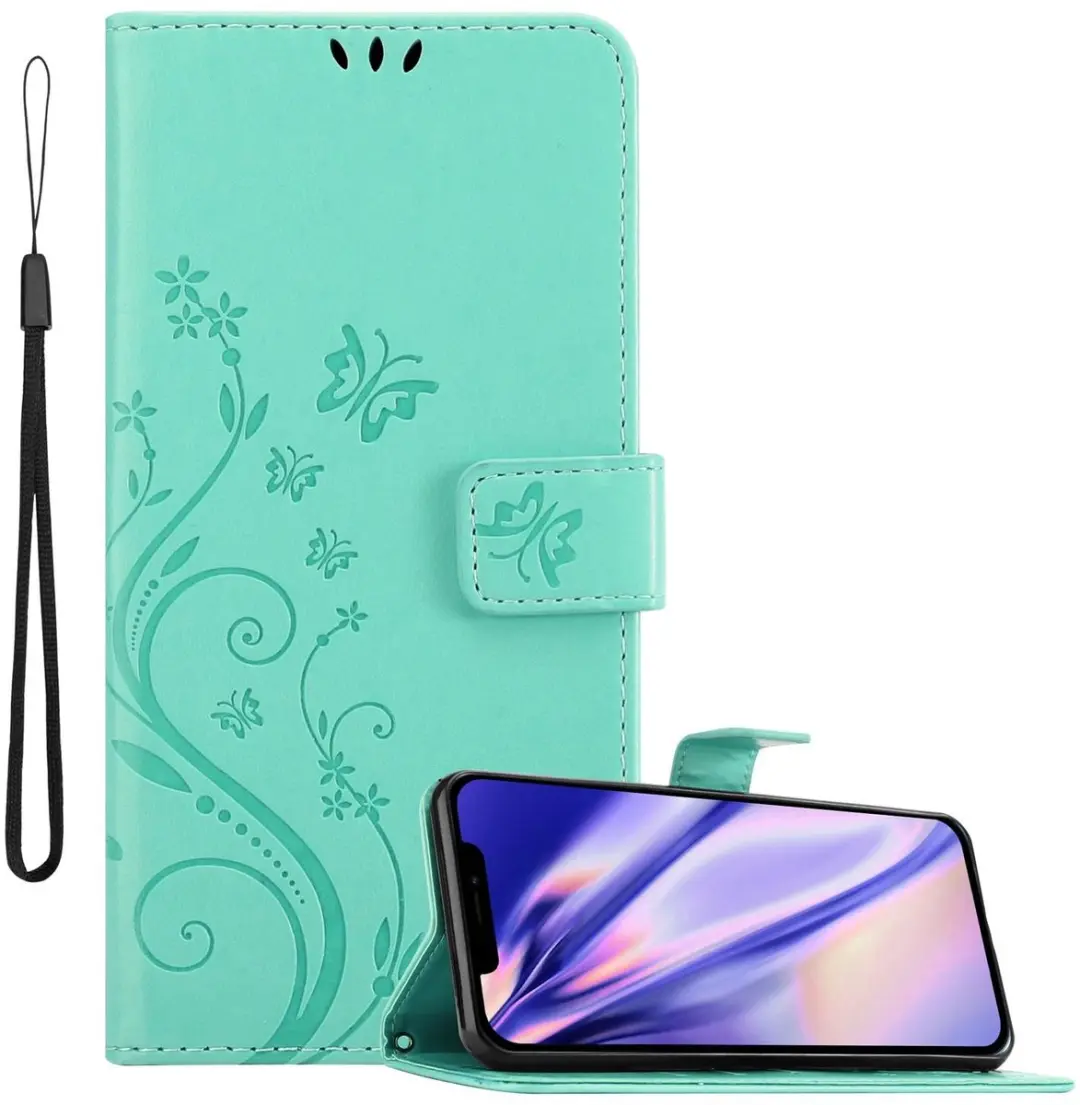 Cadorabo Hoesje geschikt voor Apple iPhone 12 / 12 PRO in BLOEMEN TURKOOIS