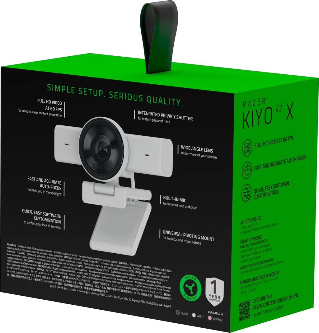 Razer Kiyo V2 X Webcam RZ19-05380300-R3M1 - 1440p - Wit