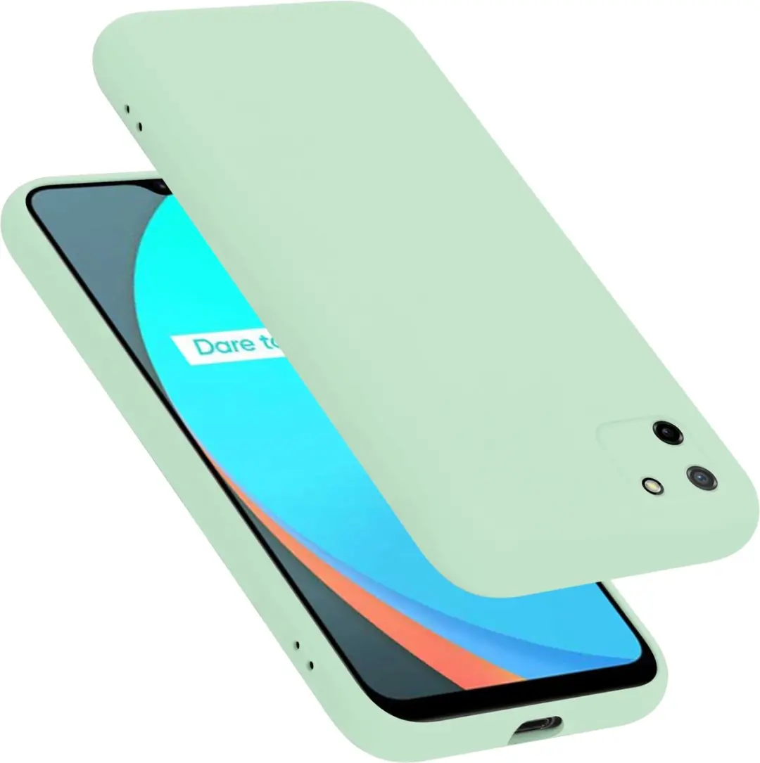 Cadorabo Hoesje geschikt voor Realme C11 2020 in LIQUID LICHT GROEN