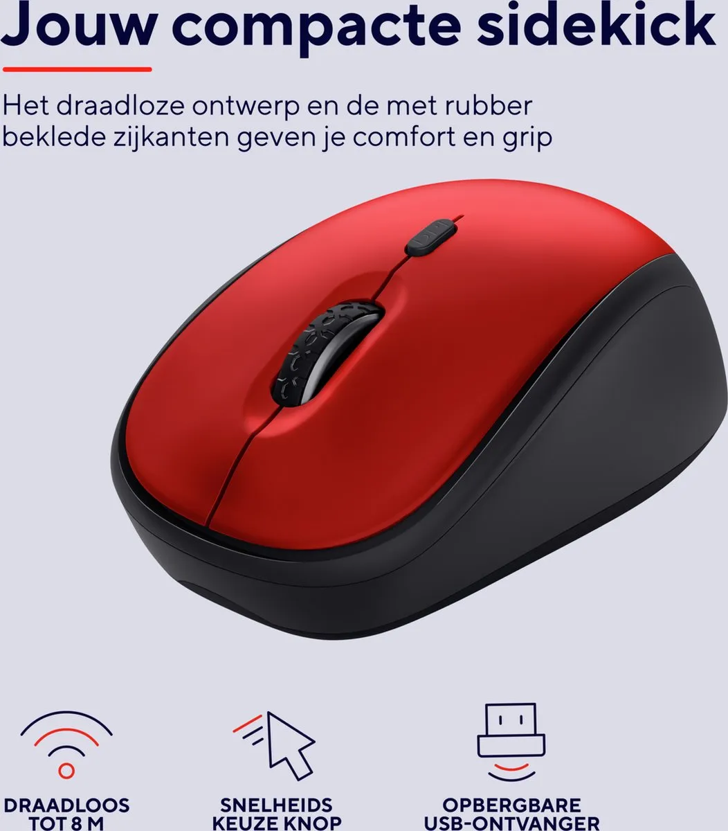 Trust Yvi+ 24550 Draadloze Muis - Rood