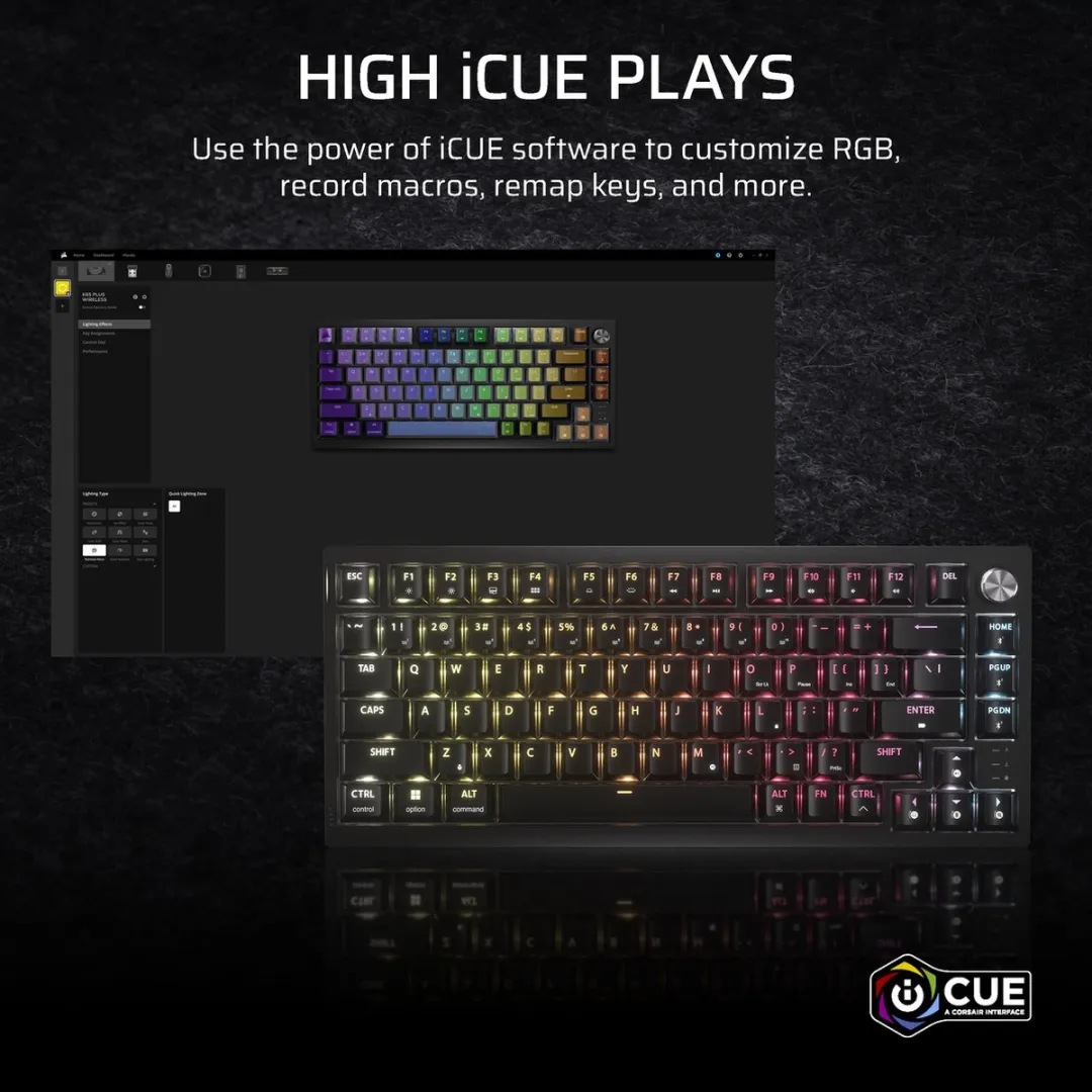 Corsair K65 Plus Wireless CH-91D441F-NA Toetsenbord - RGB - US QWERTY - Zwart