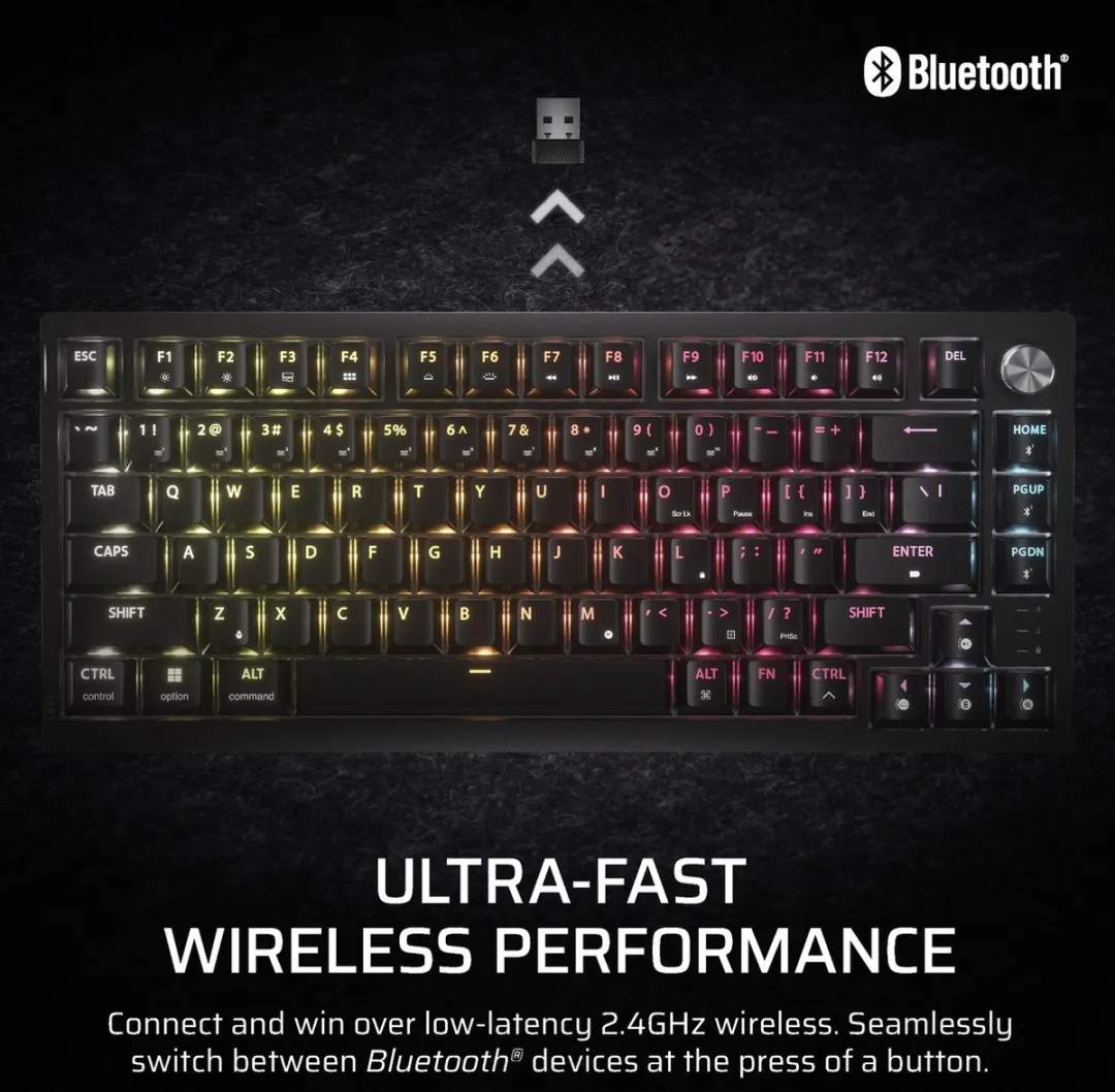 Corsair K65 Plus Wireless CH-91D441F-NA Toetsenbord - RGB - US QWERTY - Zwart