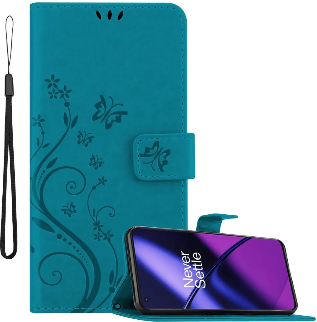 Cadorabo Hoesje geschikt voor OnePlus 11 5G in BLOEMEN BLAUW