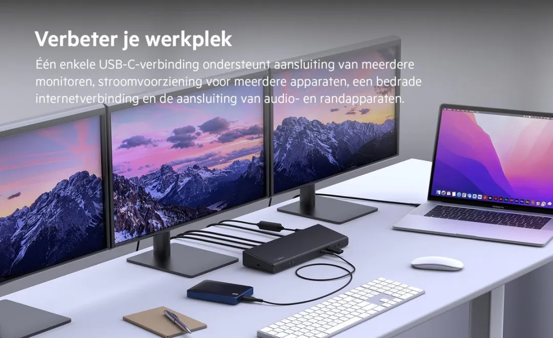 Belkin CONNECT INC007vfBK Triple Display Dock - Zwart