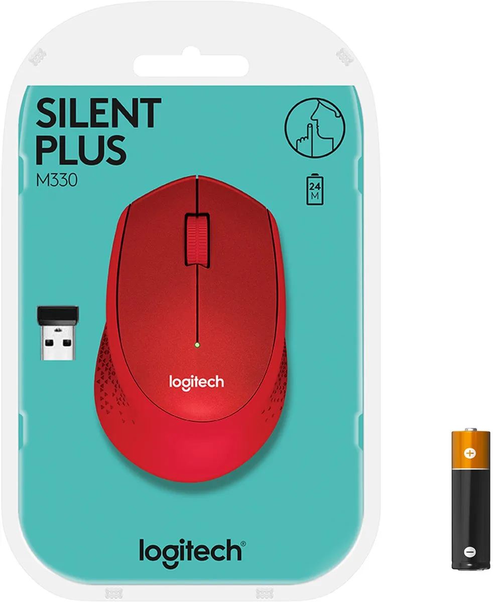 Logitech M330 Silent Plus Draadloze Muis - Rood