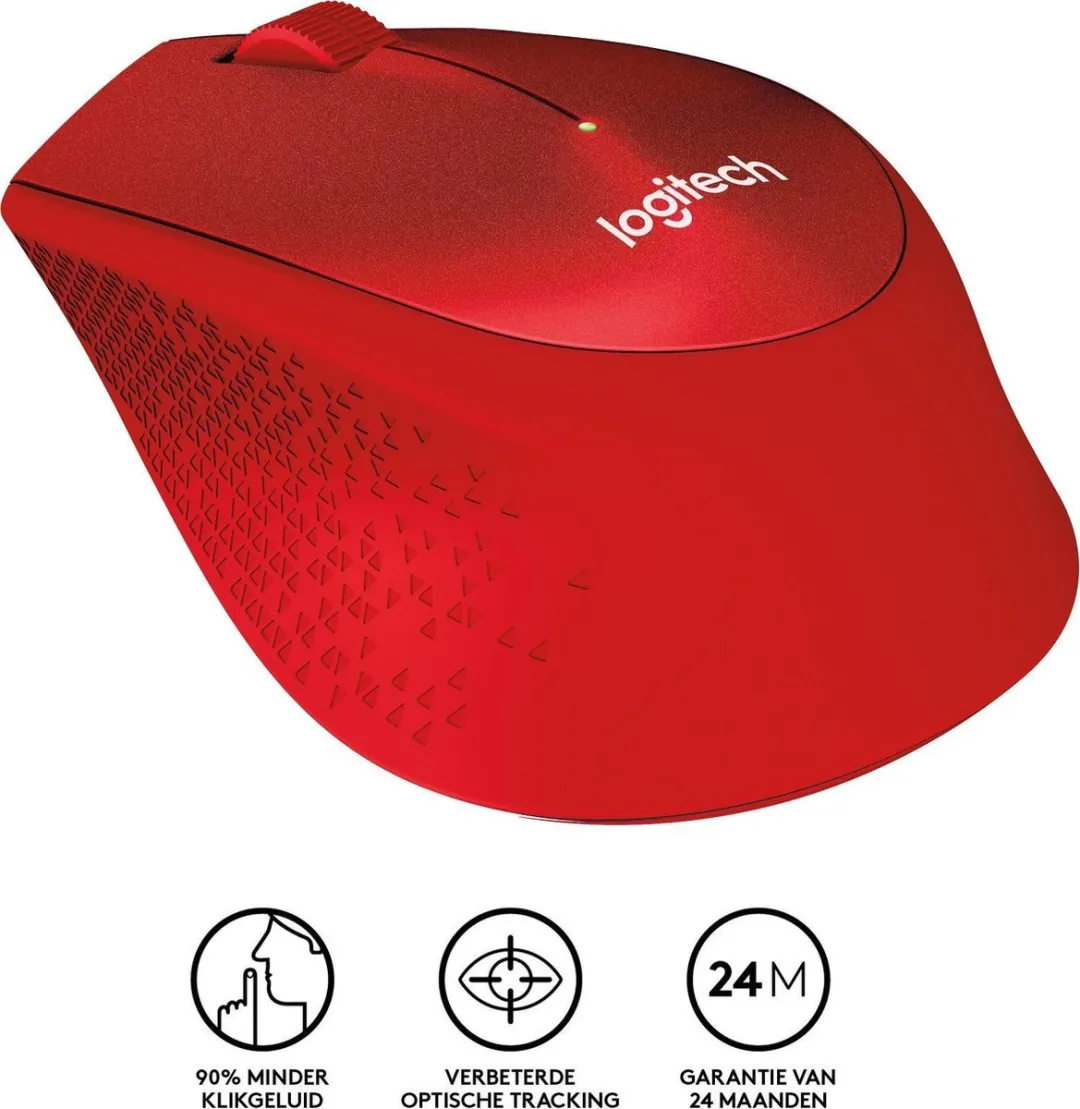 Logitech M330 Silent Plus Draadloze Muis - Rood