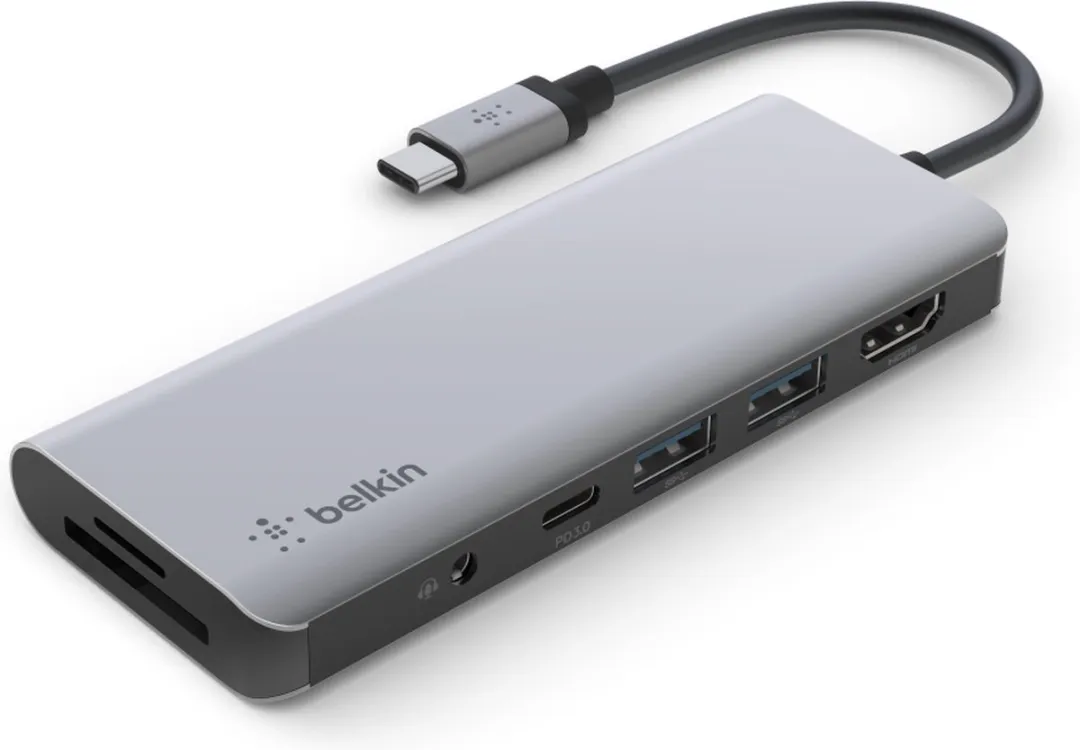 Belkin AVC009btSGY 7-in-1 USB-C Hub - 4K HDMI - 100W - Grijs
