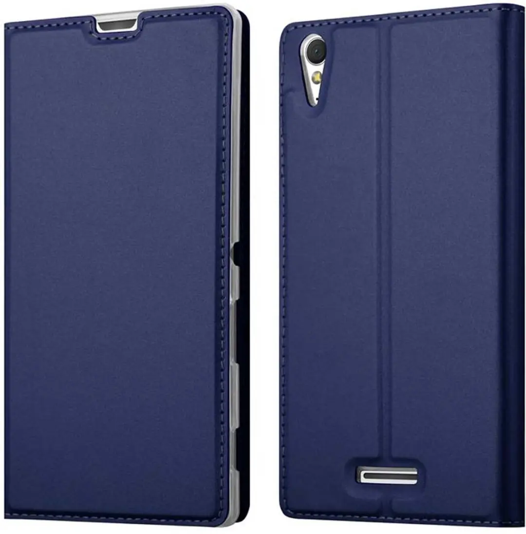 Cadorabo Hoesje geschikt voor Sony Xperia T3 in CLASSY DONKER BLAUW