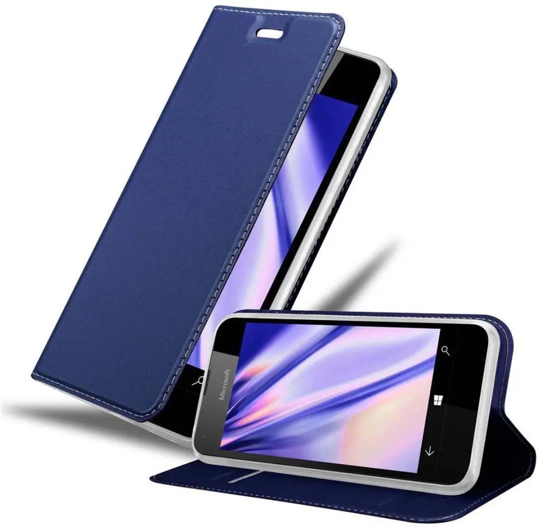 Cadorabo Hoesje geschikt voor Nokia Lumia 550 in CLASSY DONKER BLAUW