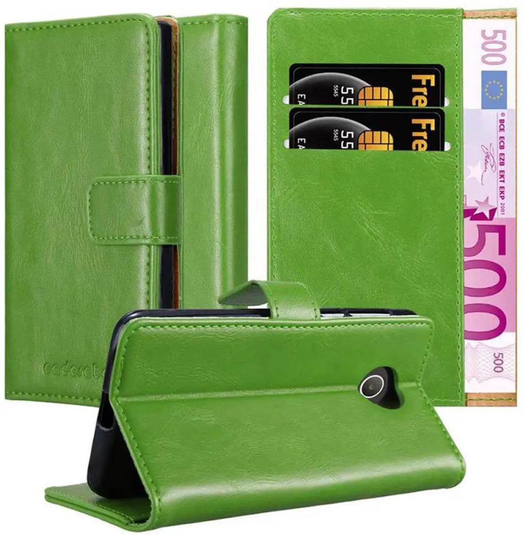 Cadorabo Hoesje geschikt voor Huawei Y3 / Y3C / Y330 / Y331 / Y360 in GRAS GROEN - Beschermhoes met magnetische sluiting, standfunctie en kaartvakje Book Case Cover Etui