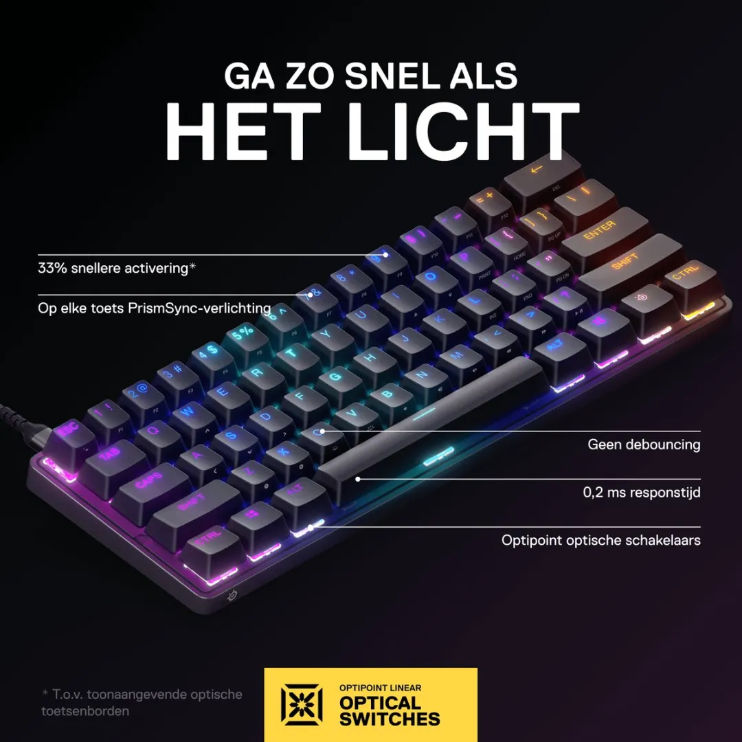 SteelSeries Apex 9 Mini US Qwerty Mechanisch Gaming Keyboard - Zwart