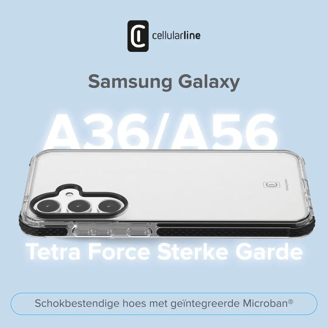 Cellularline Ultra Beschermend Hoesje - Geschikt voor Samsung Galaxy A36 - IDS Technologie & Microban & Shockproof - Transparant - afbeelding 6 van 6