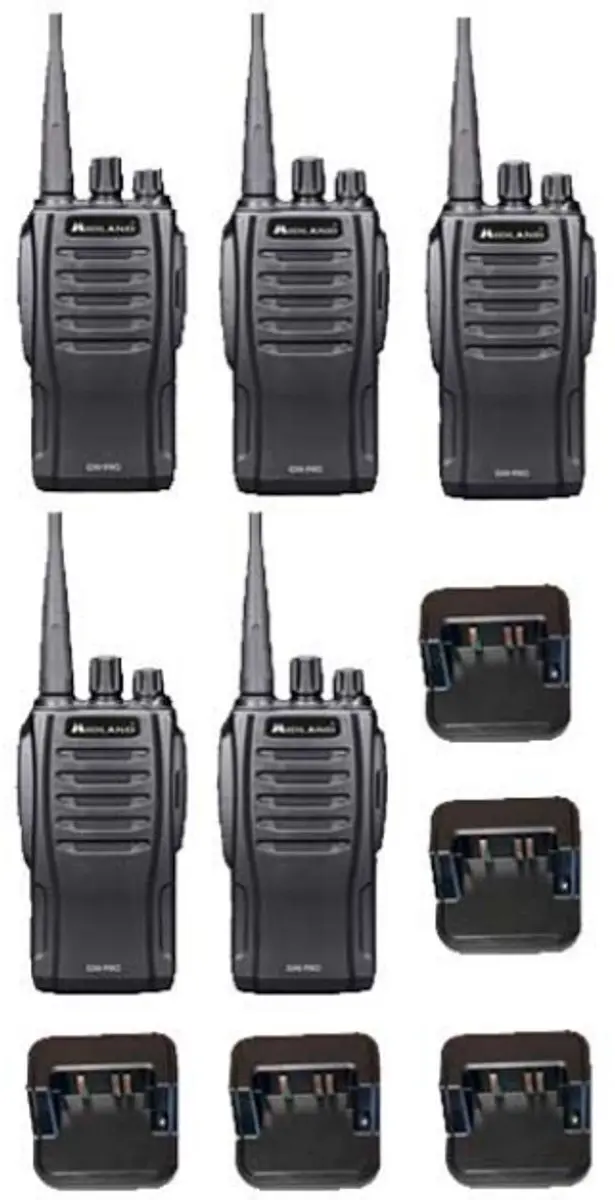 Set van 5 Midland G10 Pro UHF PMR446 Portofoon met tafellader
