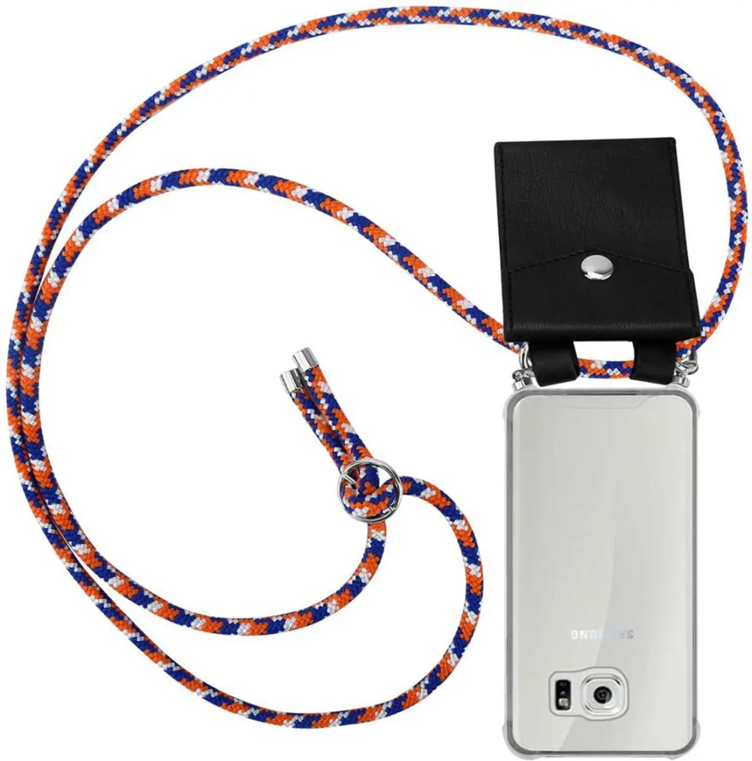 Cadorabo Hoesje geschikt voor Samsung Galaxy S6 in ORANJE BLAUW WIT