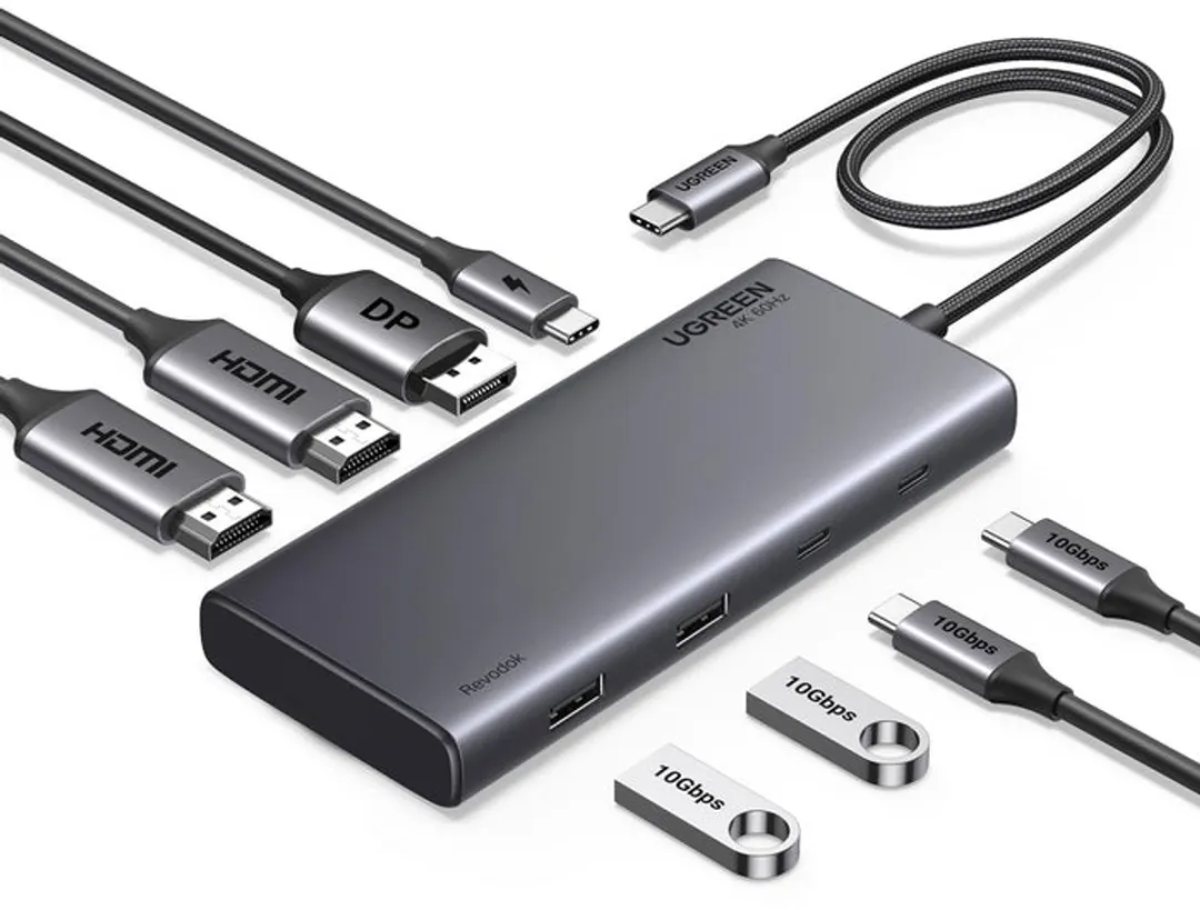 Ugreen Hub 2x HDMI 2x USB 3.2 10Gbps - Grijs - afbeelding 2 van 3