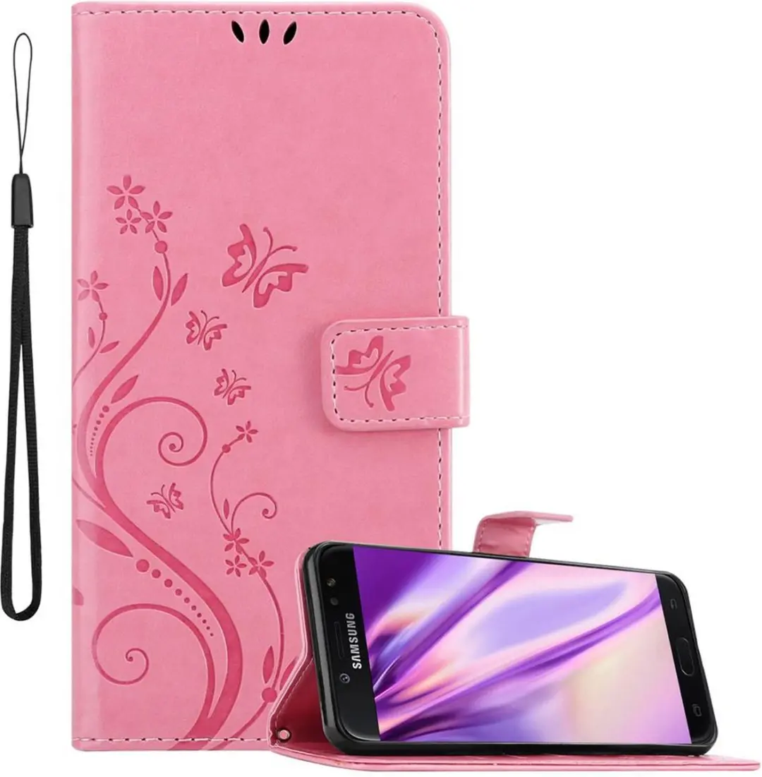 Cadorabo Hoesje geschikt voor Samsung Galaxy J7 2018 in BLOEMEN ROZE