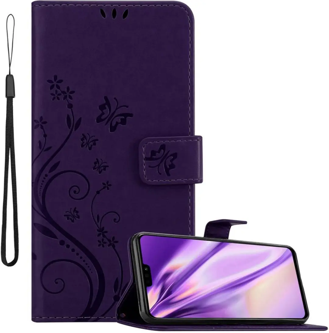 Cadorabo Hoesje geschikt voor Honor 8X in BLOEMEN DONKER PAARS
