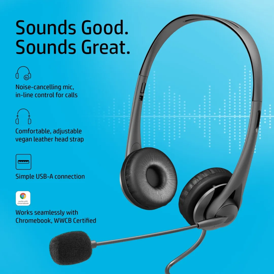 HP Bedrade Headset USB A - Zwart - afbeelding 6 van 6
