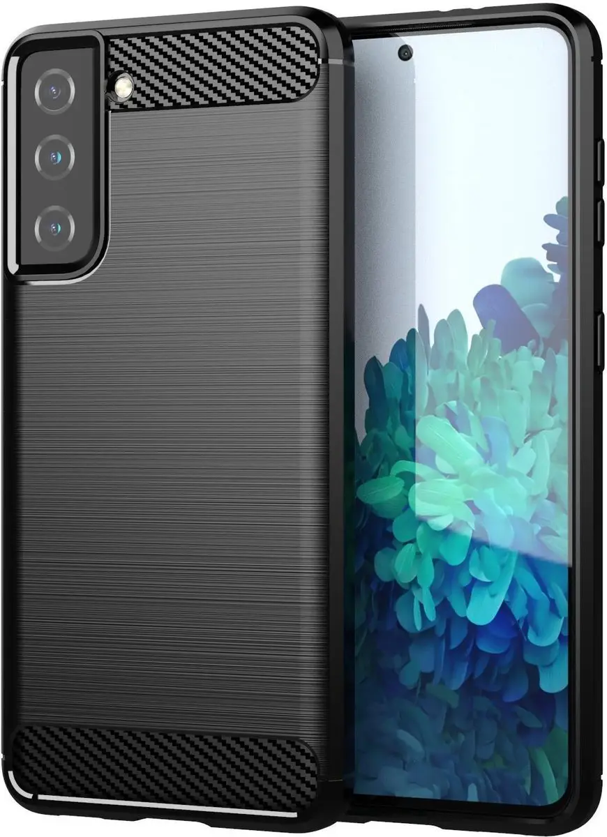 Cadorabo Hoesje geschikt voor Samsung Galaxy S21 FE in Brushed Zwart