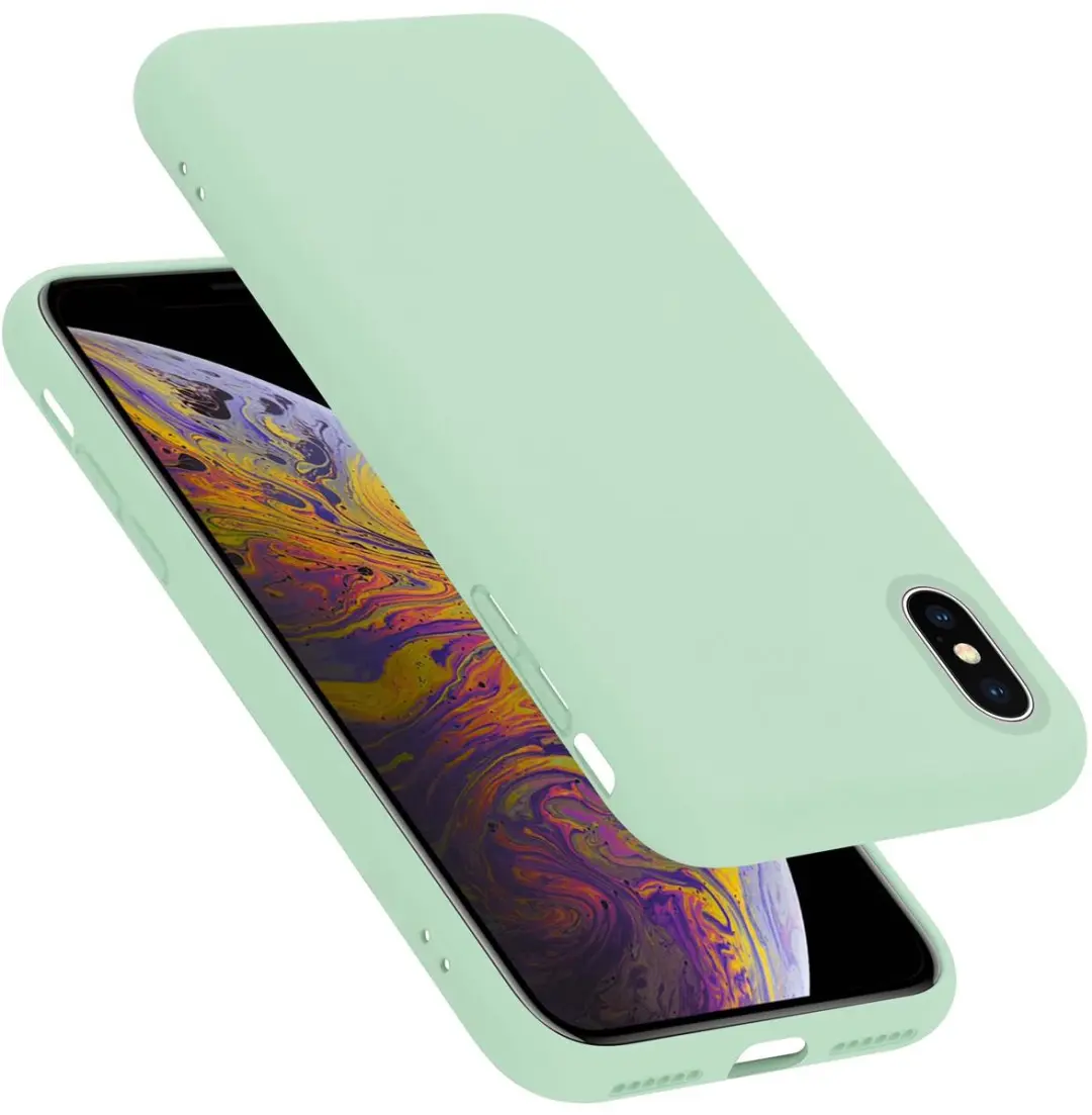 Cadorabo Hoesje geschikt voor Apple iPhone X / XS in LIQUID LICHT GROEN