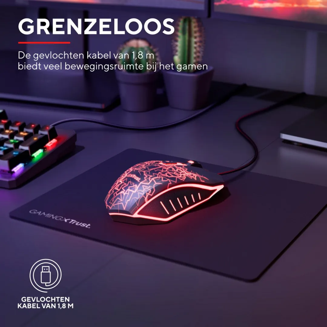 Trust GXT 105X Izza Gaming Muis - Bedraad - 4000 DPI - Zwart