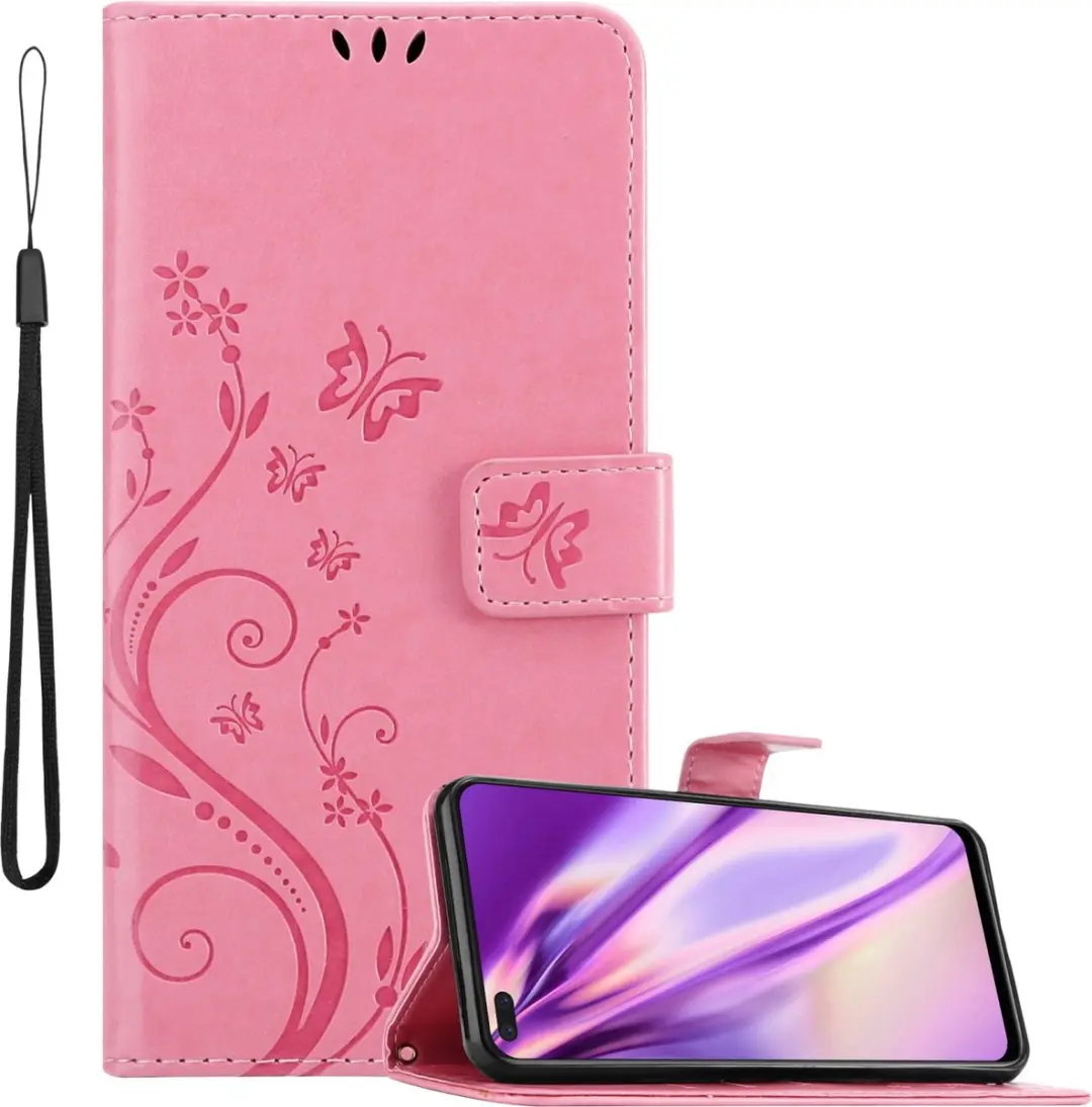 Cadorabo Hoesje geschikt voor Realme 6 PRO in BLOEMEN ROZE