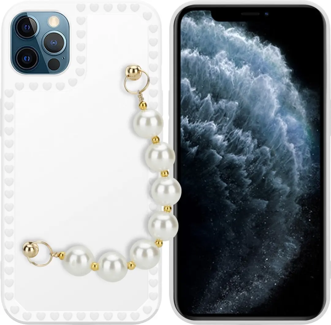Cadorabo Hoesje geschikt voor Apple iPhone 12 PRO MAX in Wit met parels
