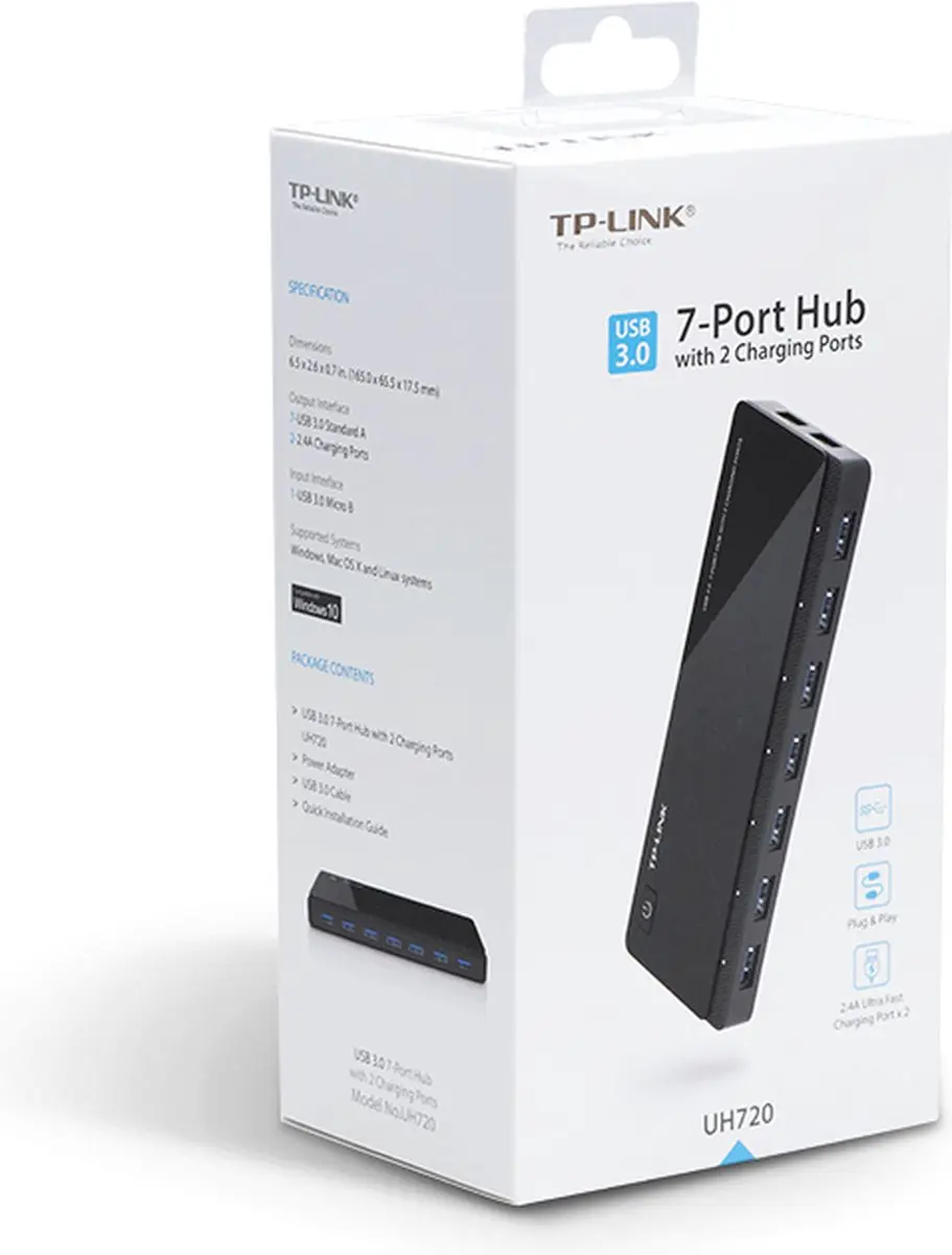 TP-Link UH720 USB 3.2 Interface Hub 7 Poorten - Zwart