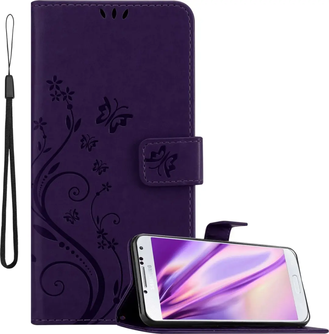 Cadorabo Hoesje geschikt voor Samsung Galaxy S4 in BLOEMEN DONKER PAARS
