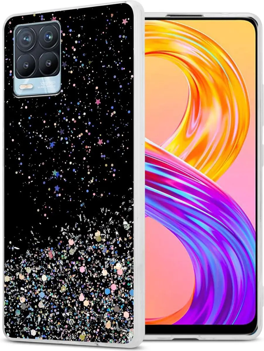Cadorabo Hoesje geschikt voor Realme 8 4G / 8 PRO in Zwart met Glitter
