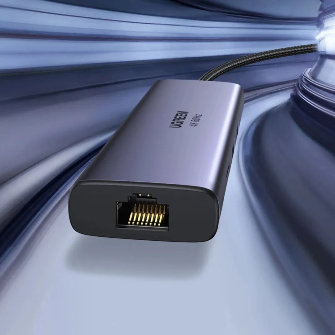 Ugreen 7-in-1 USB-C Hub 100W - HDMI 4K/60Hz - RJ45 1Gbps - Grijs