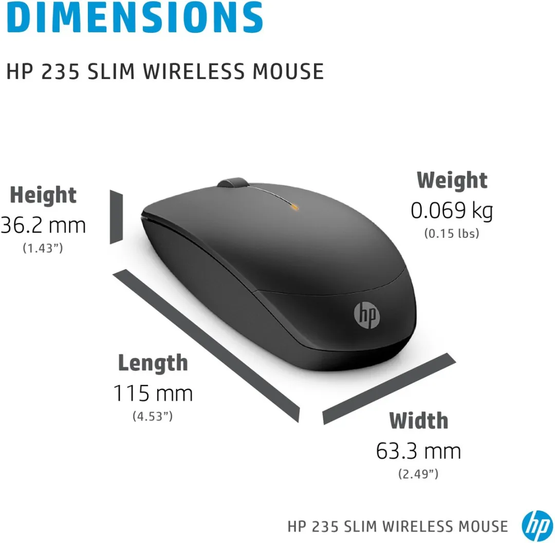 HP 235 Slim Draadloze Muis - 4E407UT - Zwart - afbeelding 6 van 6