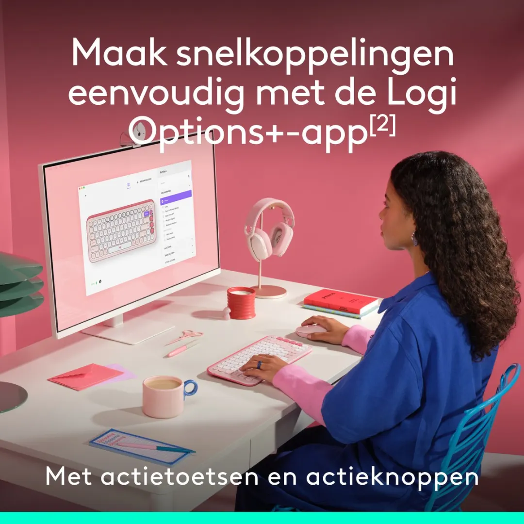 Logitech POP Icon Combo Toetsenbord & Muis - 4 Knoppen - Roze