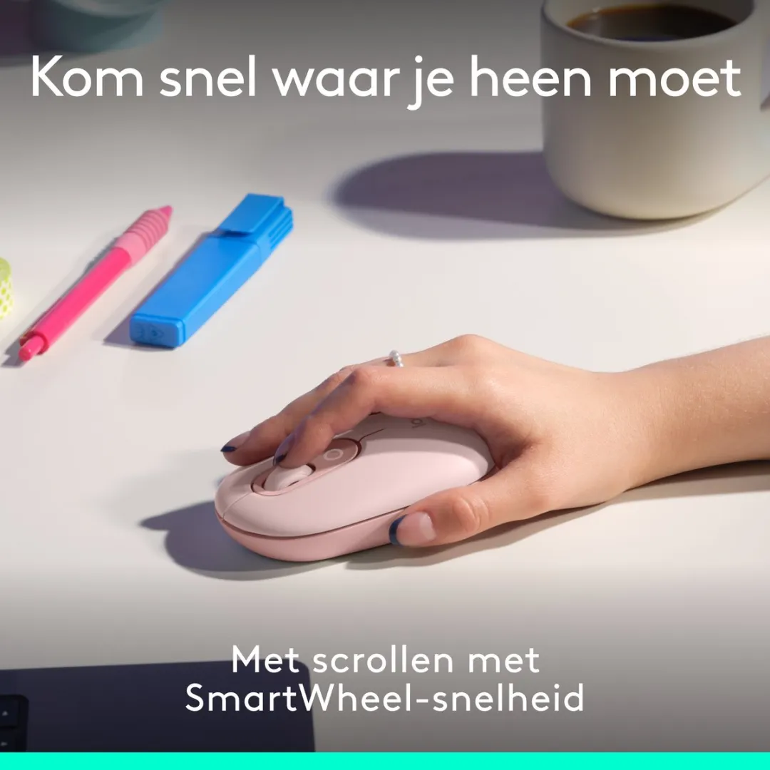 Logitech POP Icon Combo Toetsenbord & Muis - 4 Knoppen - Roze