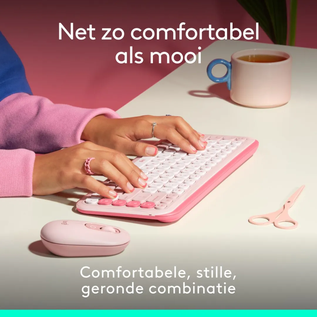 Logitech POP Icon Combo Toetsenbord & Muis - 4 Knoppen - Roze