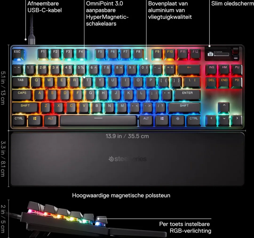 SteelSeries Apex Pro TKL Gen 3 64740 Mechanisch Gaming Keyboard - US Layout - Zwart