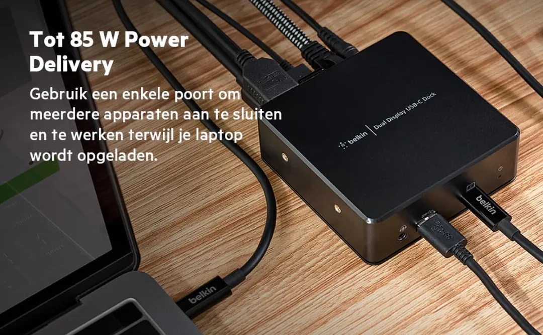 Belkin INC002VFBK USB-C Dual Display Docking Station - 85W - HDMI - Zwart