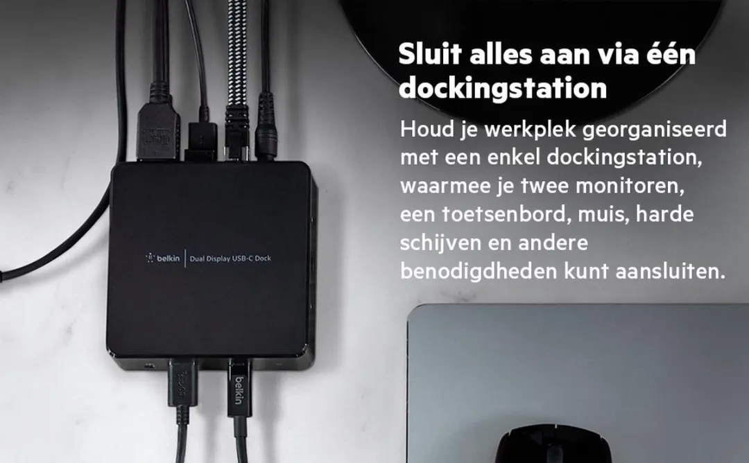 Belkin INC002VFBK USB-C Dual Display Docking Station - 85W - HDMI - Zwart - afbeelding 6 van 6