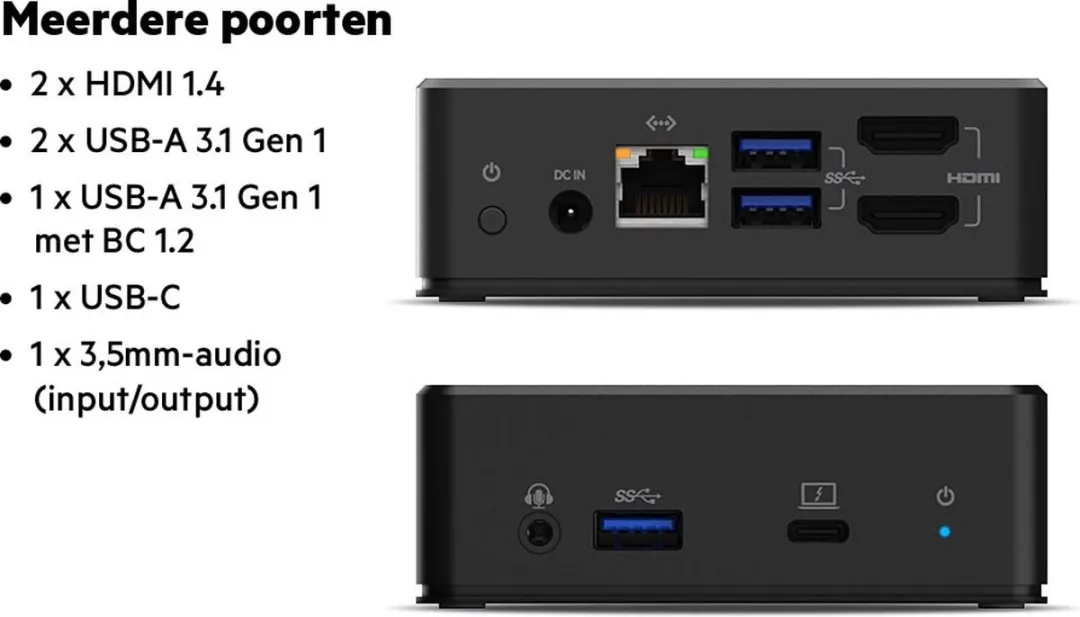 Belkin INC002VFBK USB-C Dual Display Docking Station - 85W - HDMI - Zwart