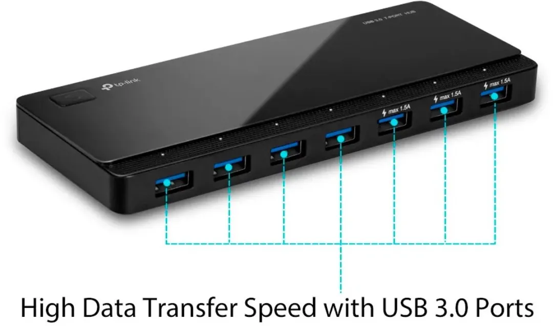 TP-Link UH700 USB 3.2 Hub 8 Poorten - Zwart - afbeelding 2 van 6
