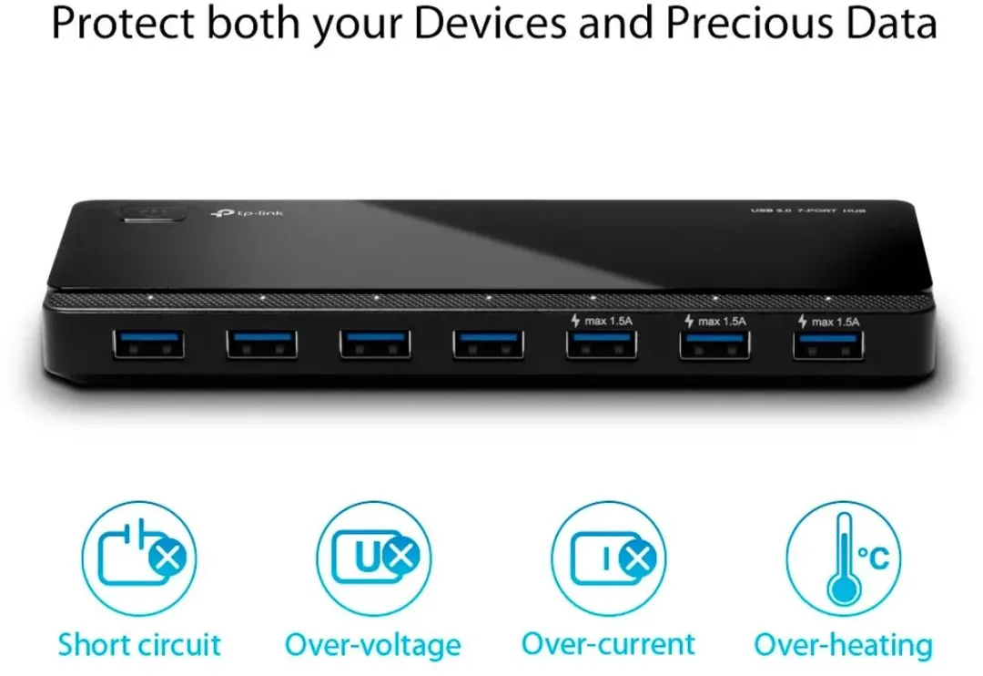 TP-Link UH700 USB 3.2 Hub 8 Poorten - Zwart - afbeelding 6 van 6